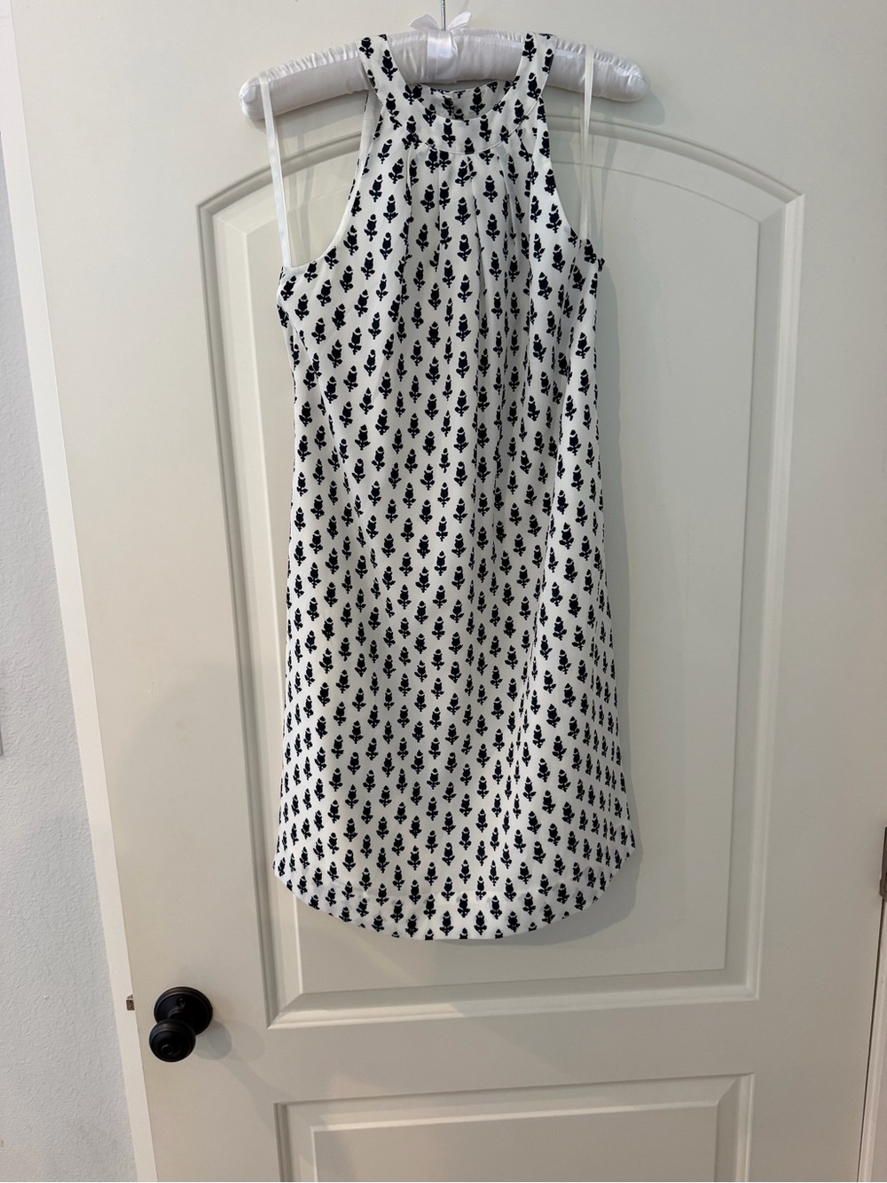J. Crew Factory White Midi Dress with Black Floral Print